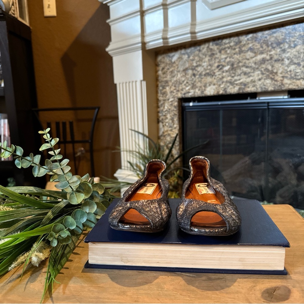 Lanvin Women’s Silver Grey Python Flats. Made In … - image 3